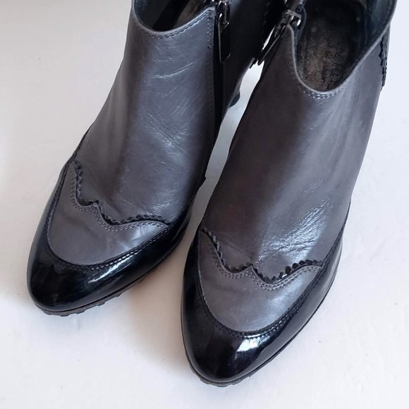 TARYN ROSE Leather Wingtip Booties Heels - Picture 5 of 16